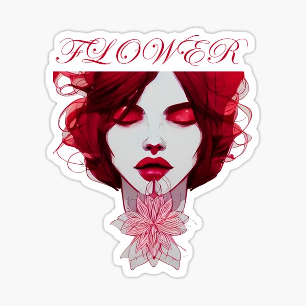 Girl In Flower Sticker For Sale By Smartchitect Redbubble 