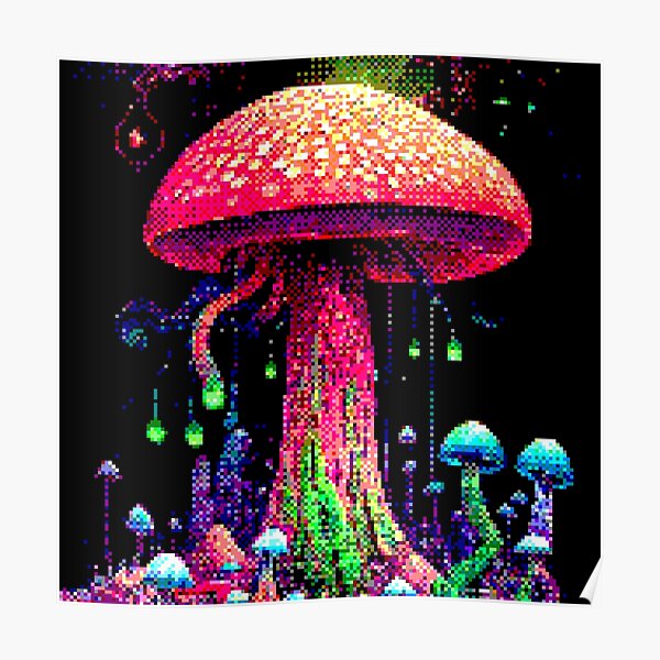 Cottagecore Mushroom 8 Bit Pixel Art Poster For Sale By Loudlayercake