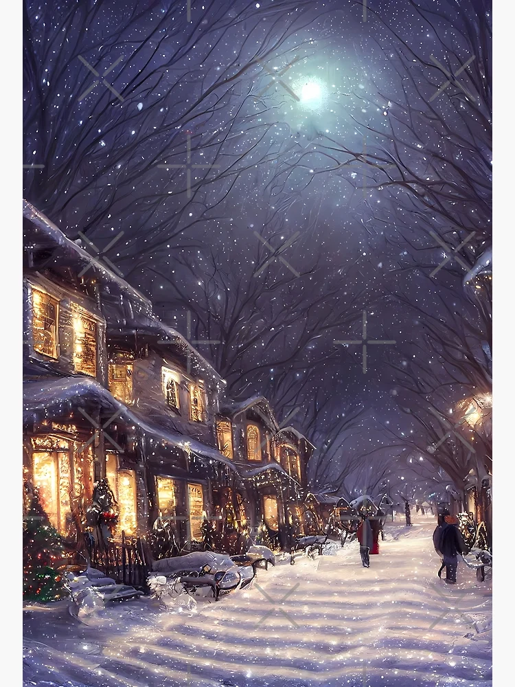 Victorian Vintage Style Village in Winter Christmas Eve and it's Snowing  Victoriana Poster for Sale by CGSGraphics | Redbubble