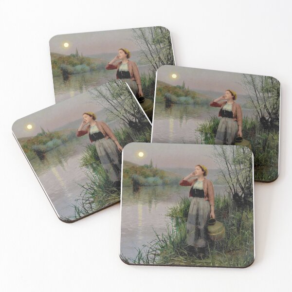 Item preview, HAILING THE FERRY : Vintage 1893 Young Woman Oil Painting Print designed and sold by posterbobs.