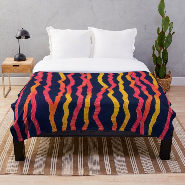 Item preview, Rustic Multicolored Horizontal Waves African Textile Minimalist Striped Pattern designed and sold by CrowBerryCream.
