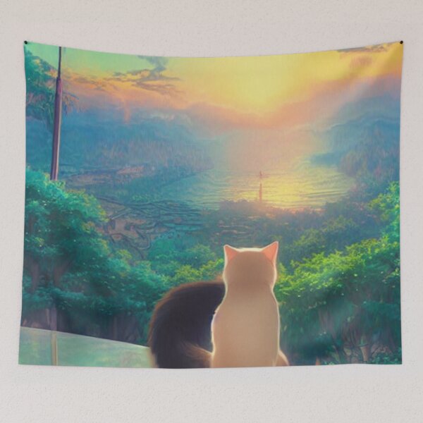 Item preview, Cat staring at the sunset Cat couple staring at the sunset designed and sold by aventi24.