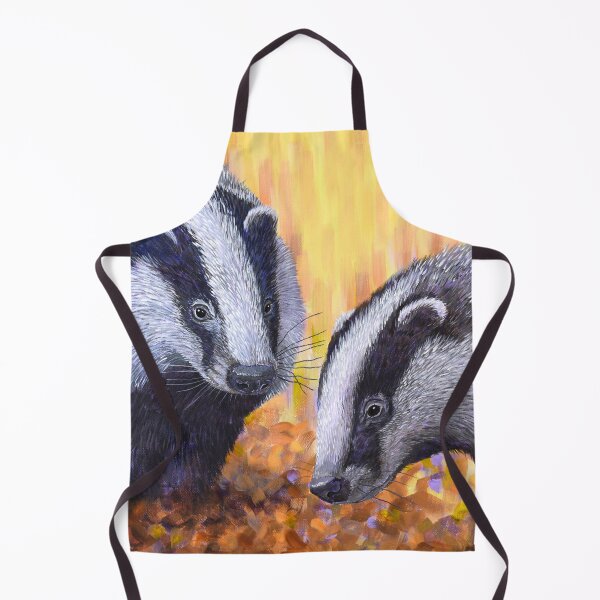 Item preview, Woodland Badgers in autumn leaves designed and sold by Moorcatstudio.
