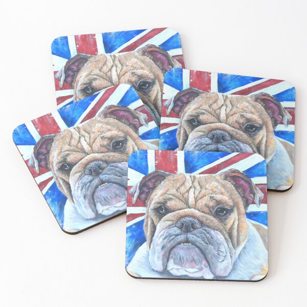 Item preview, British bulldog in front of Union Jack Flag designed and sold by Moorcatstudio.