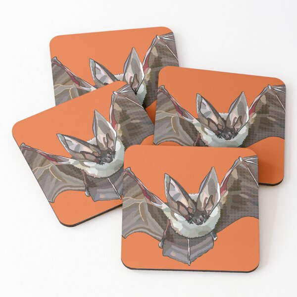 Item preview, Bat Illustration by BeeFoxTree, Long Eared Bat - Halloween Orange Background designed and sold by BeeFoxTree.