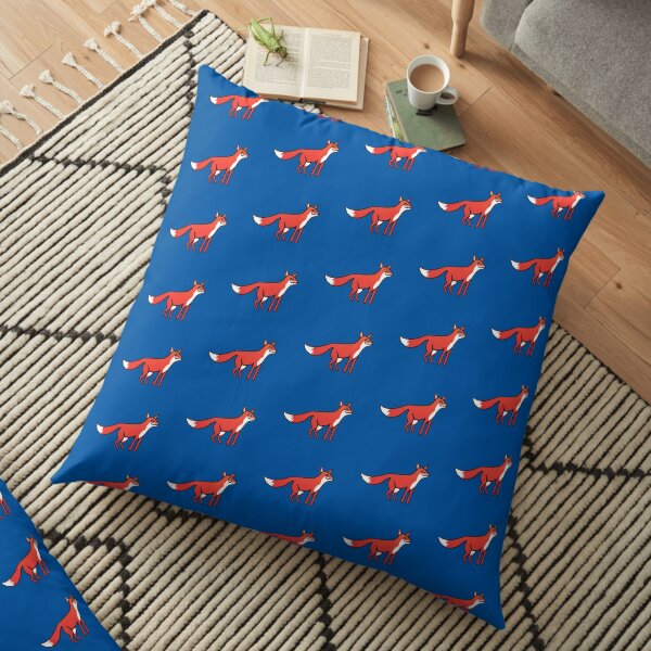 Stargazing - Fox in the Night - original linocut by Francesca Whetnall Floor Pillow
