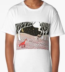 Stargazing - Fox in the Night - original linocut by Francesca Whetnall Long T-Shirt