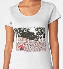 Stargazing - Fox in the Night - original linocut by Francesca Whetnall Women's Premium T-Shirt