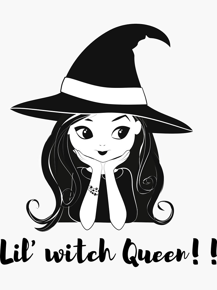 "little witch queen, witch queen, baby witch, halloween 2022" Sticker