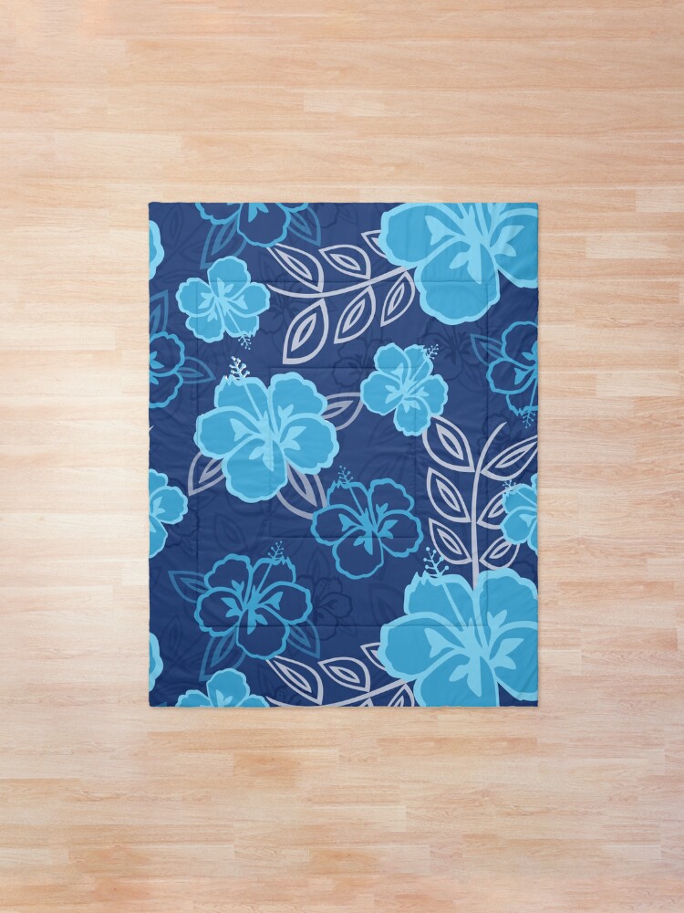 Alternate view of Blue Hawaiian Hibiscus Pattern Comforter