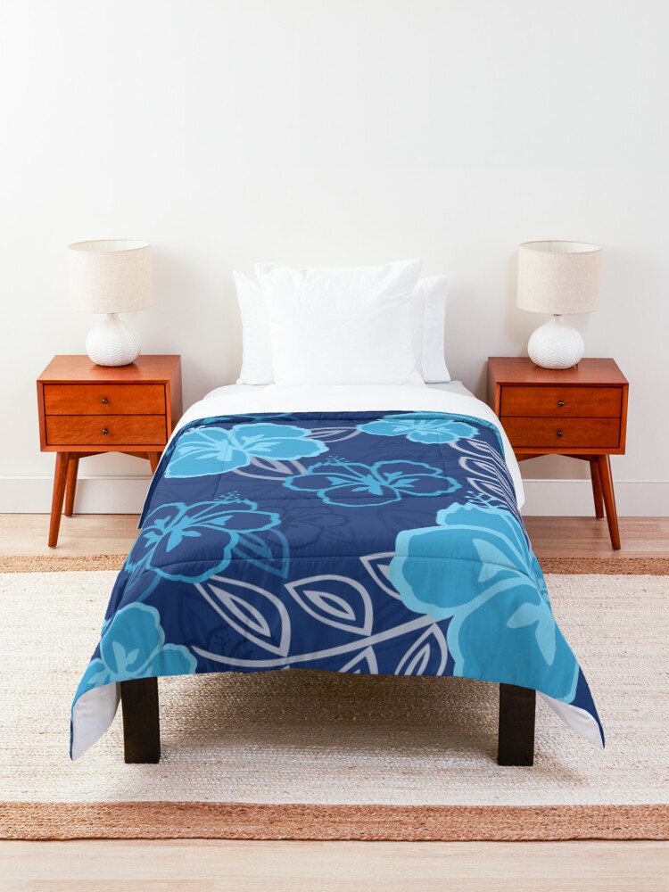 Alternate view of Blue Hawaiian Hibiscus Pattern Comforter