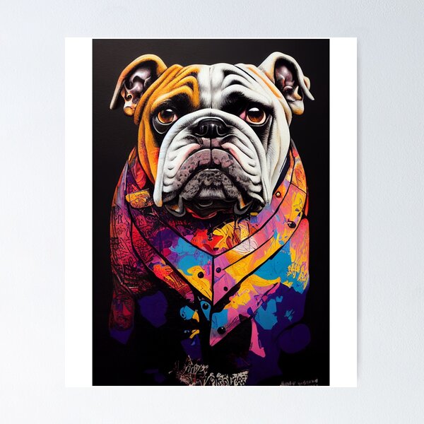 Item preview, bull dog portrait graffiti art designed and sold by keyd-studio.