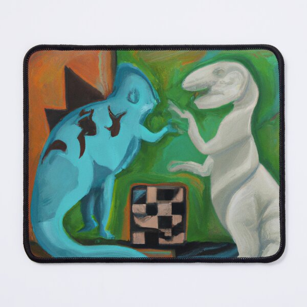 Item preview, Cubist Dino Chess Players designed and sold by FroggyDinoShop.