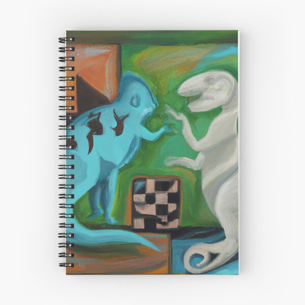 Item preview, Cubist Dino Chess Players designed and sold by FroggyDinoShop.