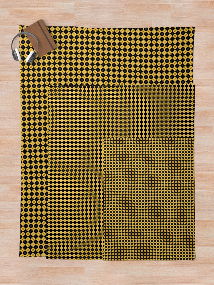 Alternate view of Diamonds and Stripes - Yellow and Black Throw Blanket
