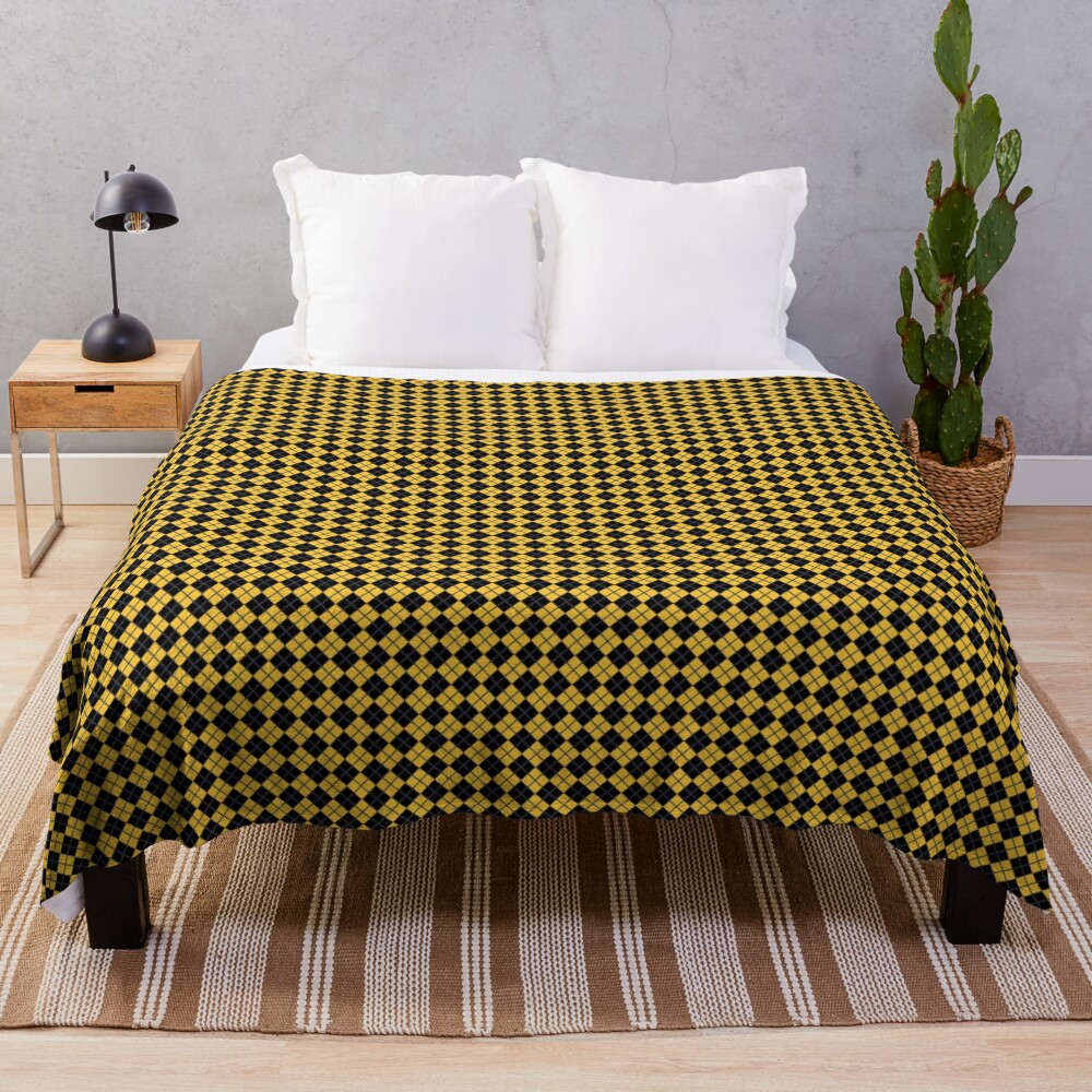 Diamonds and Stripes - Yellow and Black Throw Blanket