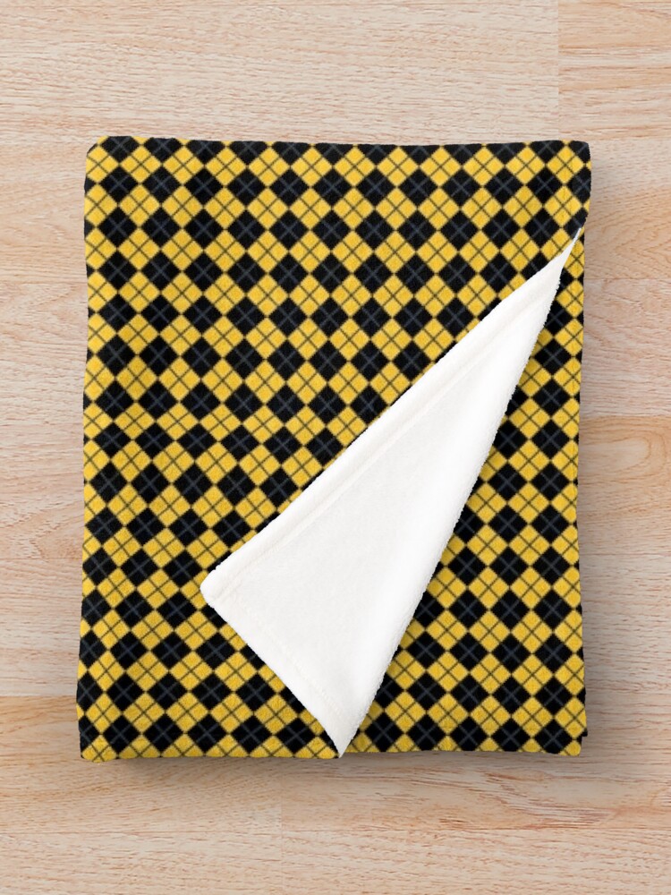 Alternate view of Diamonds and Stripes - Yellow and Black Throw Blanket