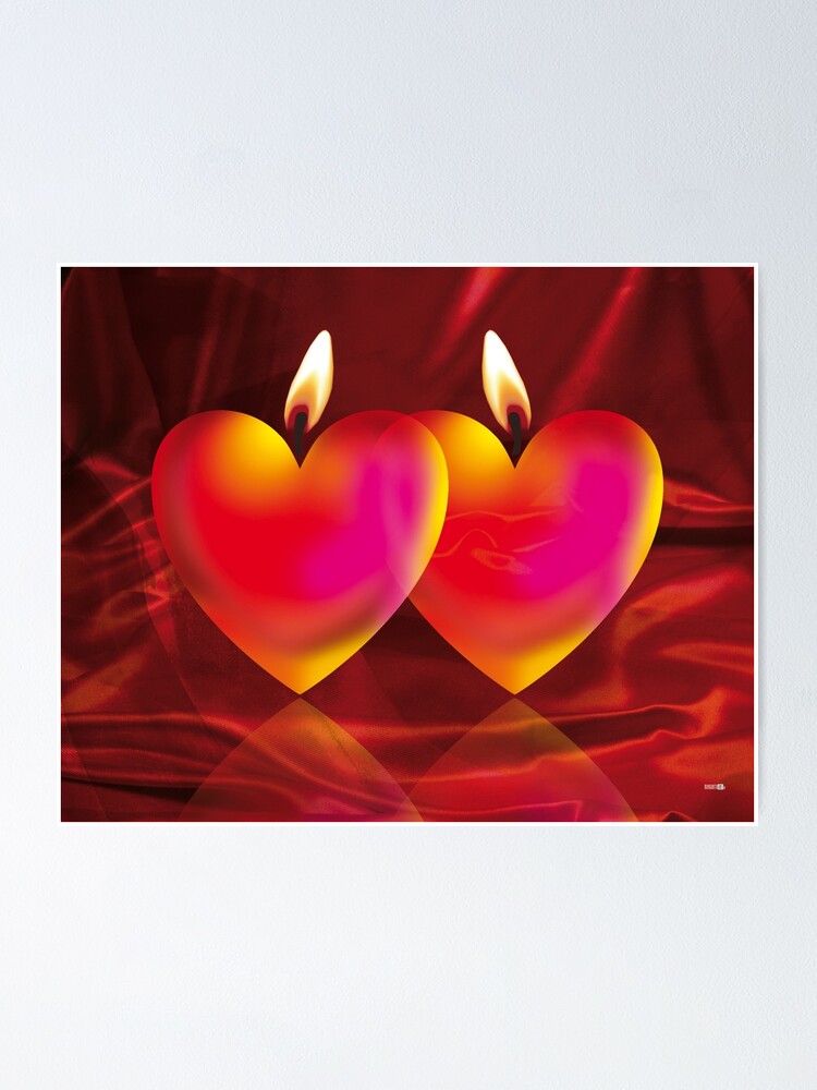 Poster Coeurs Amoureux Aux Chandelles Veritable Amour Pour Toujours Par Margarita Art Redbubble