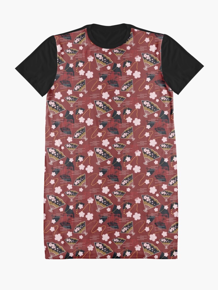 Alternate view of Asian Fans in Red Graphic T-Shirt Dress