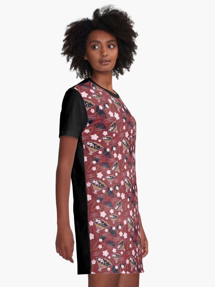 Alternate view of Asian Fans in Red Graphic T-Shirt Dress