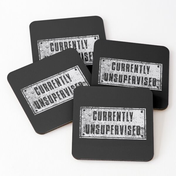 Item preview, Currently Unsupervised - Vintage White Text designed and sold by Whimsical  Thinker.
