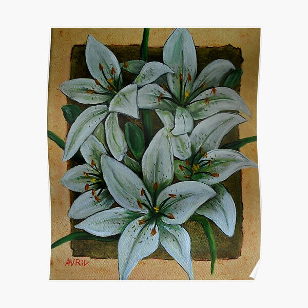 White Tiger Lilies Poster
