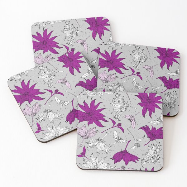 Item preview, Floral line-art gray-purple designed and sold by kobyakov.