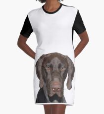 Glossy Grizzly German Shorthaired Pointer Graphic T-Shirt Dress