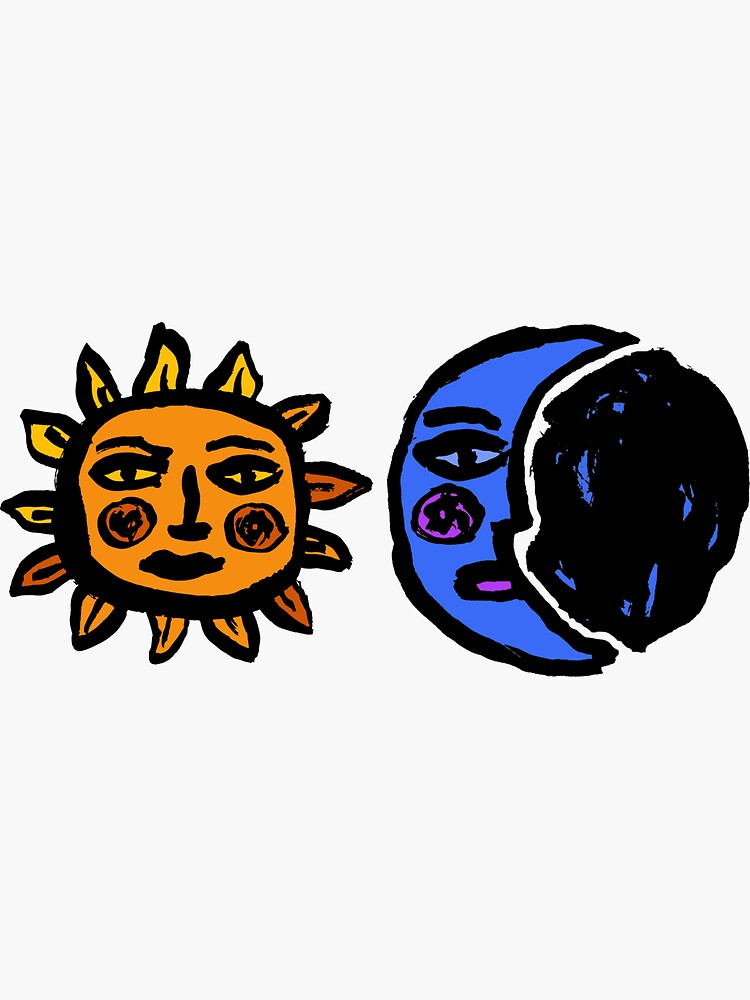 Sun And Moon Sticker For Sale By Adventuremaps Redbubble