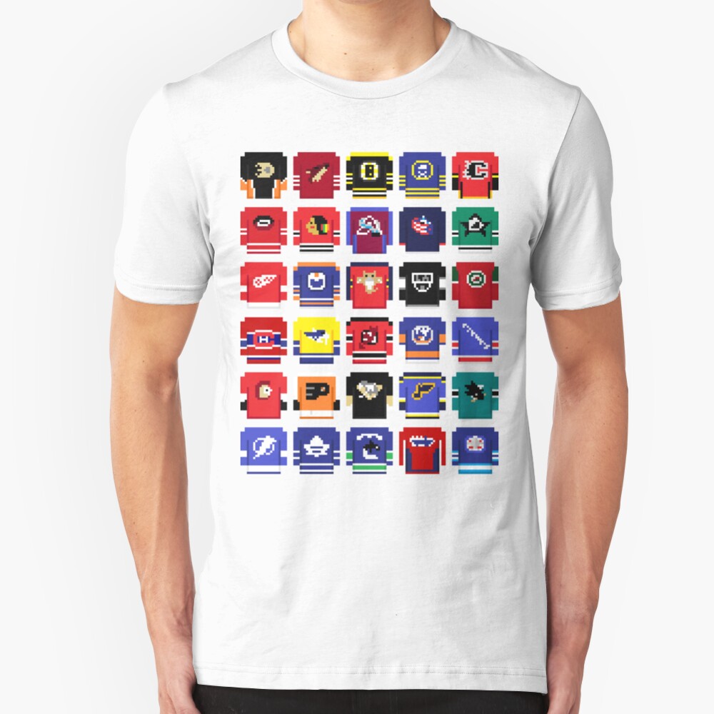 8-Bit Hockey Jerseys 2 Slim Fit T-Shirt
