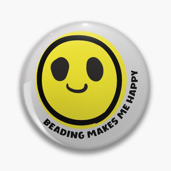 Item preview, Beading makes me happy smile yellow face beaded jewelry maker gift designed and sold by MetalicBabe.