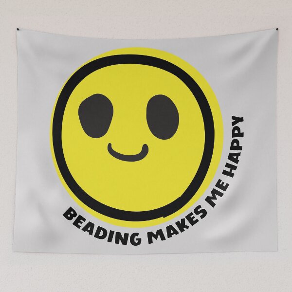Item preview, Beading makes me happy smile yellow face beaded jewelry maker gift designed and sold by MetalicBabe.