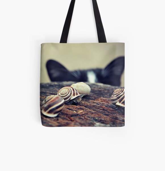 Cat Snails All Over Print Tote Bag