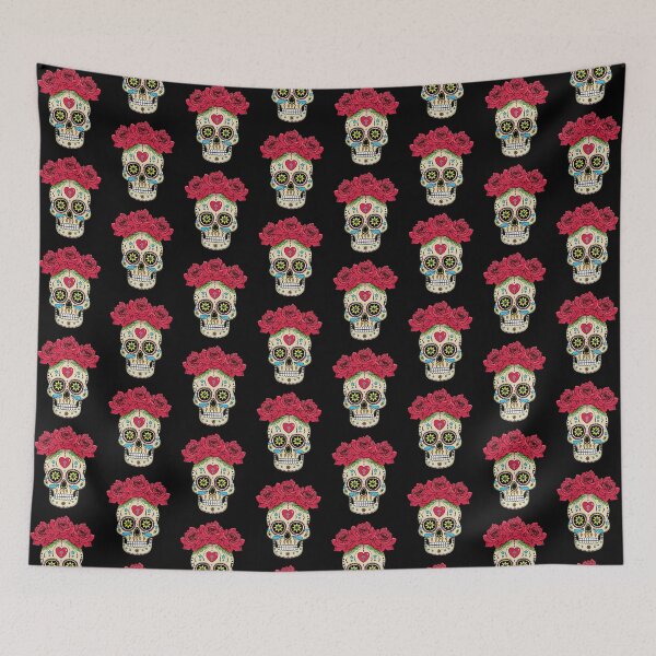 Item preview, Sugar Skull With Roses Dia de los Muertos Mexican Folk Art  designed and sold by ElJimmo.