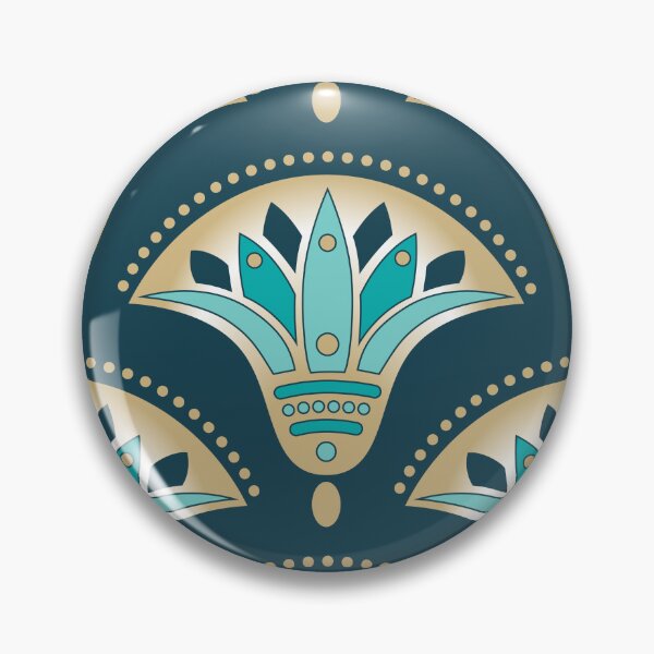 Item preview, Art Deco Egyptian Lotus Gold,Turquoise, Teal, Green Blue, Glamour Vintage Repeat  designed and sold by LoreliDesigns.