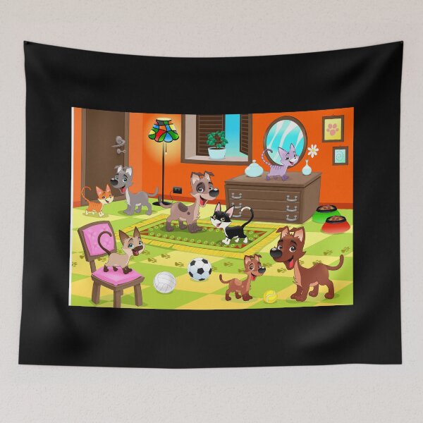 Item preview, Cats and Dogs Playing at Home designed and sold by Tony Yustein.
