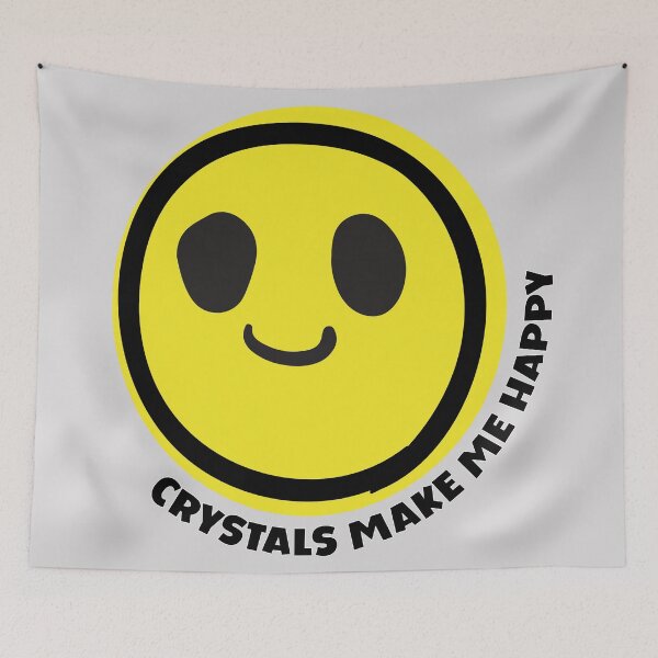 Item preview, Crystals make me happy smile yellow face mineral gemstones crystals lover gift  designed and sold by MetalicBabe.