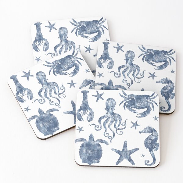 Item preview, Nautical Marine Life, sea star, seahorse, turtle, octopus, coastal beach designed and sold by Glimmersmith.