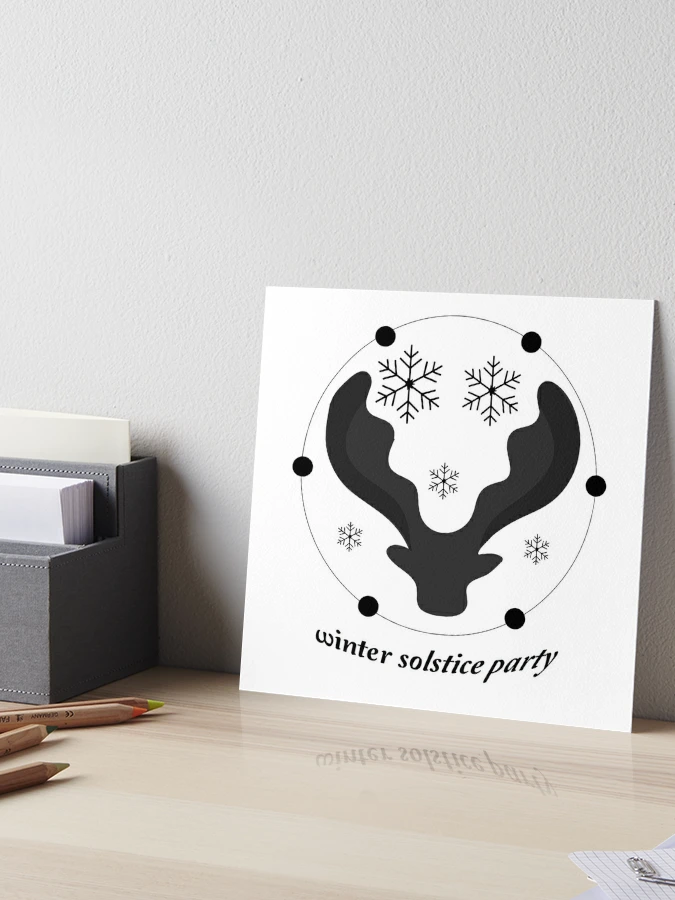 Winter solstice & christmas border on parchment paper with snow • wall  stickers topview, greeting card, tradition