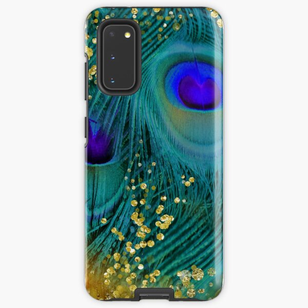 Dreamy peacock feathers, teal and purple, glimmering gold Samsung Galaxy Tough Case