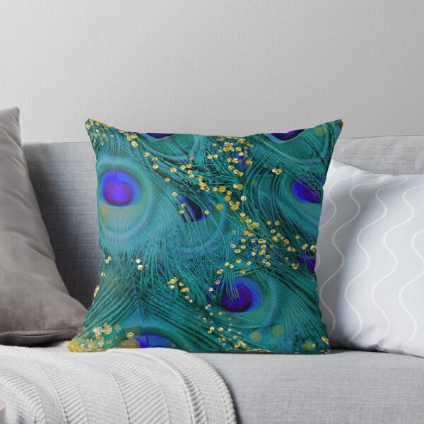 Item preview, Dreamy peacock feathers, teal and purple, glimmering gold designed and sold by Glimmersmith.