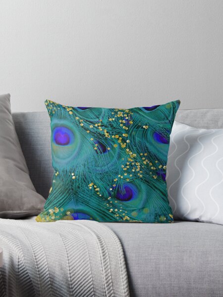 Item preview, Dreamy peacock feathers, teal and purple, glimmering gold designed and sold by Glimmersmith.