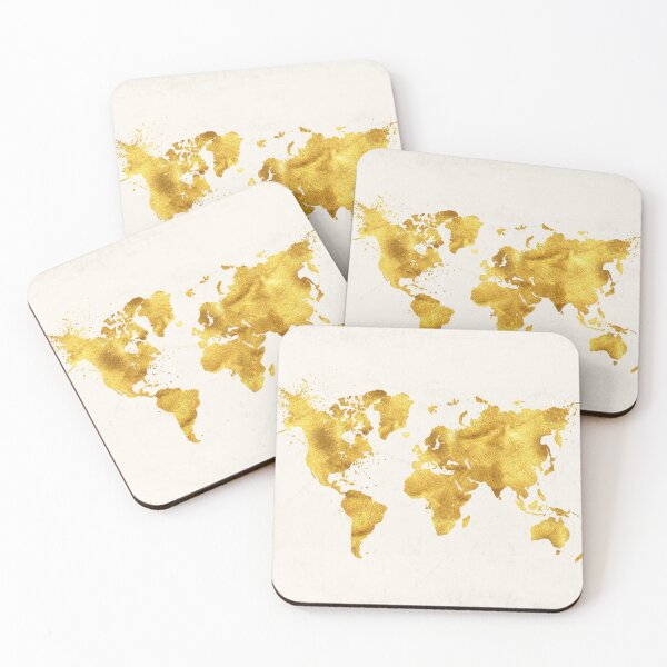 Item preview, Gold World Map 24 Karat World faux golden texture designed and sold by Glimmersmith.