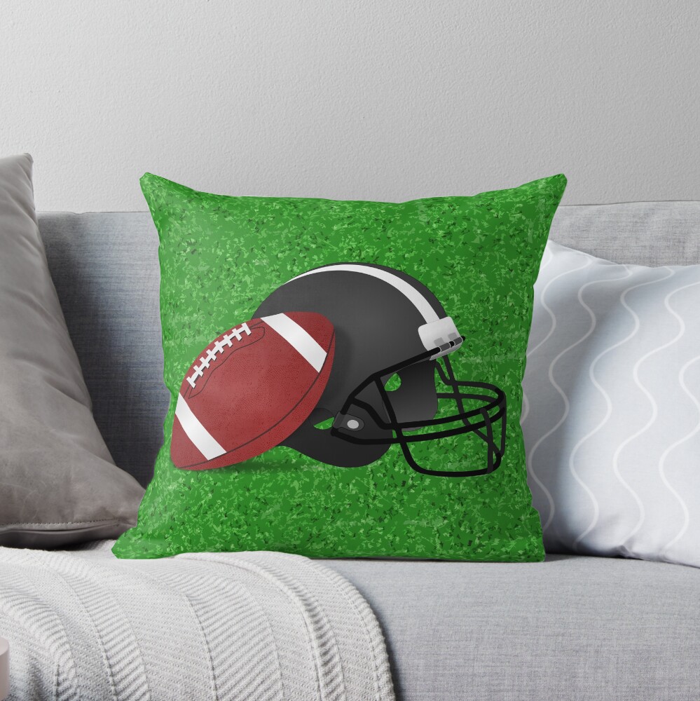 Football Helmet with Football Throw Pillow