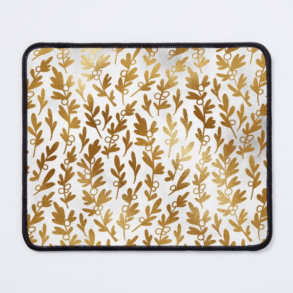 Item preview, Metallic Gold Mistletoe Pattern On Marbled White Background designed and sold by LDTreasures.