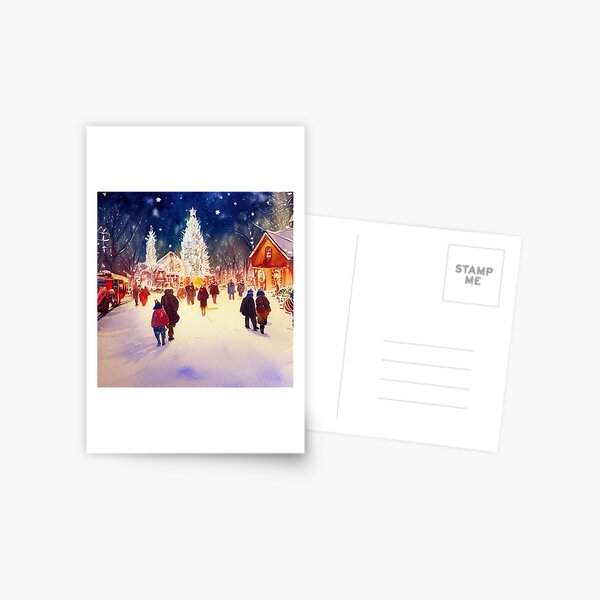 Item preview, Christmas Market in Denver Colorado - Watercolor designed and sold by Mika Hutton.