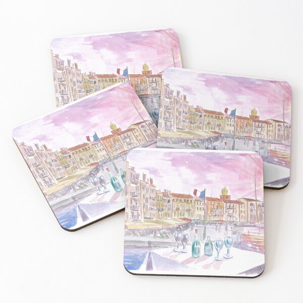 Item preview, Saint-Tropez France View of Old Port and Bar with Wine designed and sold by artshop77.