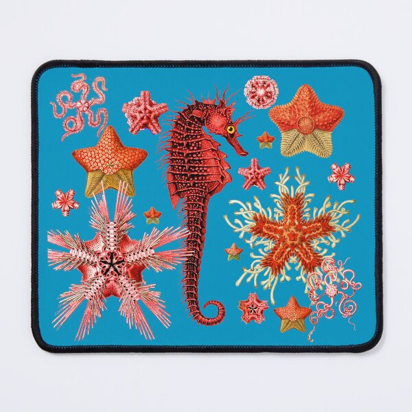 Item preview, RED SEAHORSE AND SEASTARS IN AQUA BLUE Sea Life designed and sold by BulganLumini.