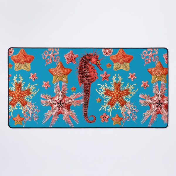 Item preview, RED SEAHORSE AND SEASTARS IN AQUA BLUE Sea Life designed and sold by BulganLumini.