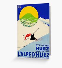 Art Deco era vintage Swiss Alps sport ad Greeting Card